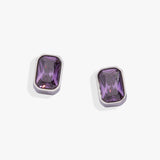 February Emerald-Cut Birthstone Stud Earrings - Aaria Tees Aaria Tees