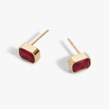 July Emerald-Cut Birthstone Stud Earrings - Aaria Tees Aaria Tees