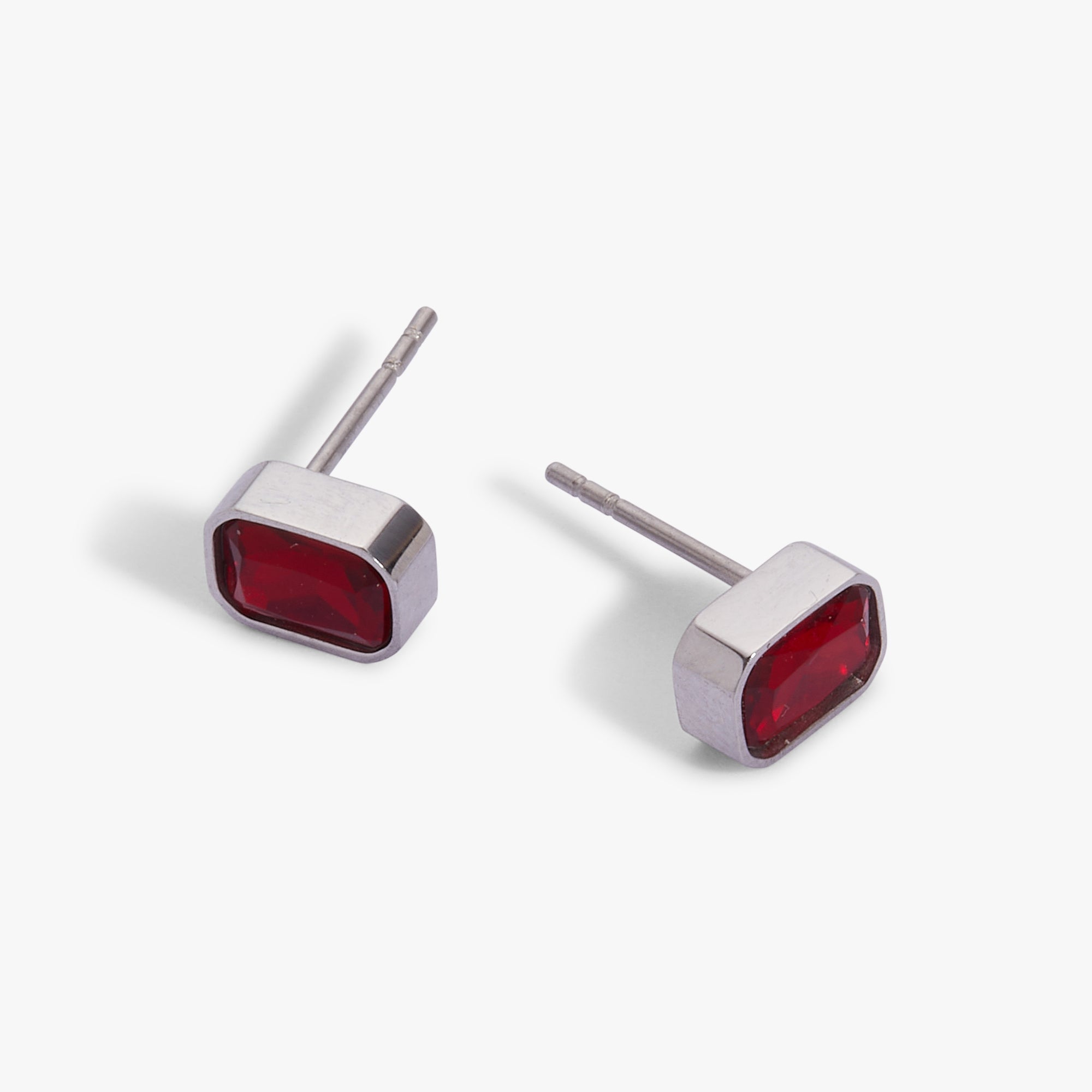 July Emerald-Cut Birthstone Stud Earrings - Aaria Tees Aaria Tees