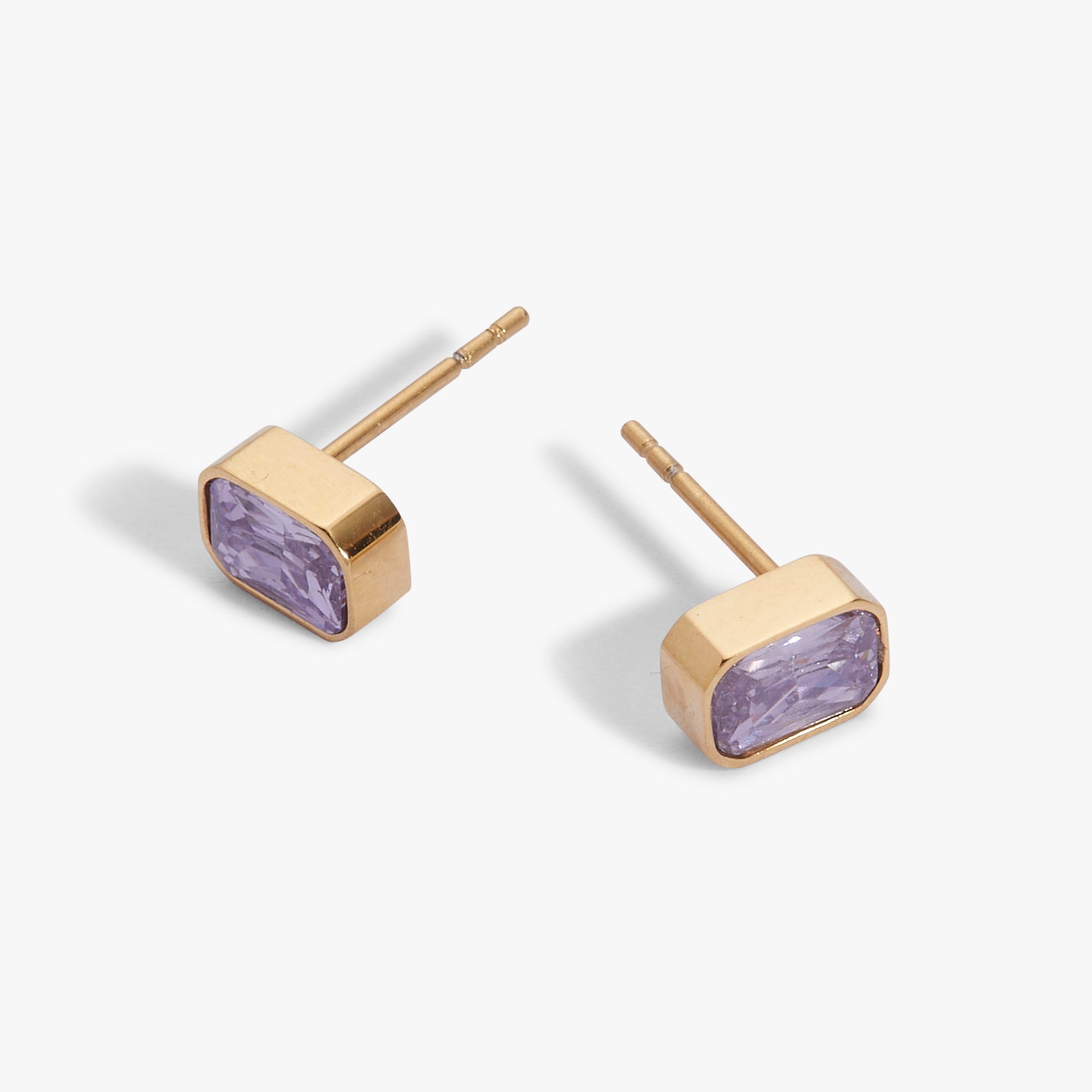 June Emerald-Cut Birthstone Stud Earrings - Aaria Tees Aaria Tees