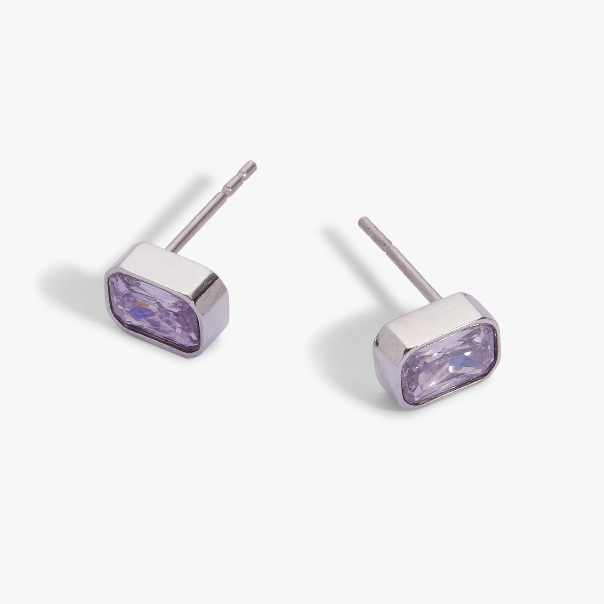 June Emerald-Cut Birthstone Stud Earrings - Aaria Tees Aaria Tees