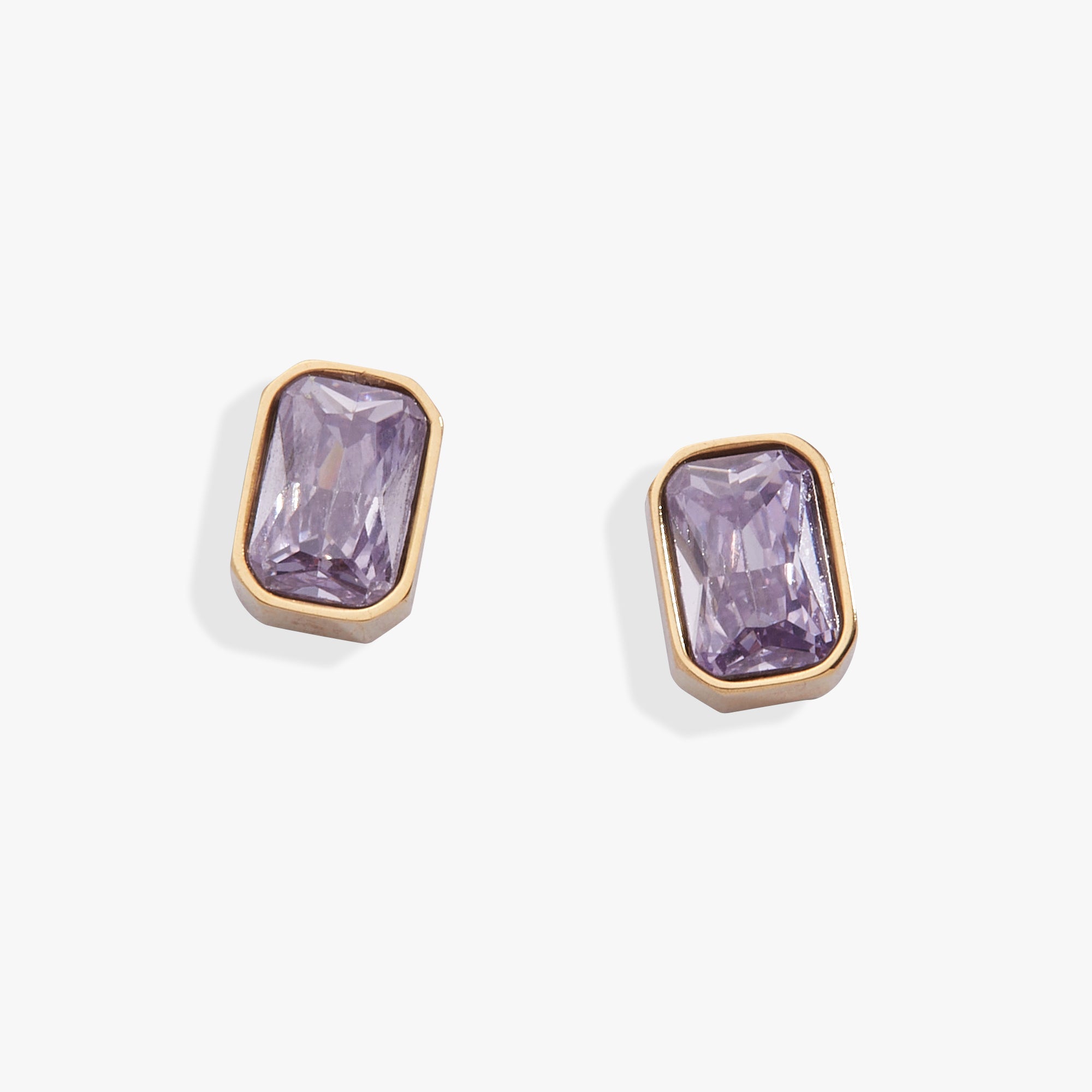 June Emerald-Cut Birthstone Stud Earrings - Aaria Tees Aaria Tees