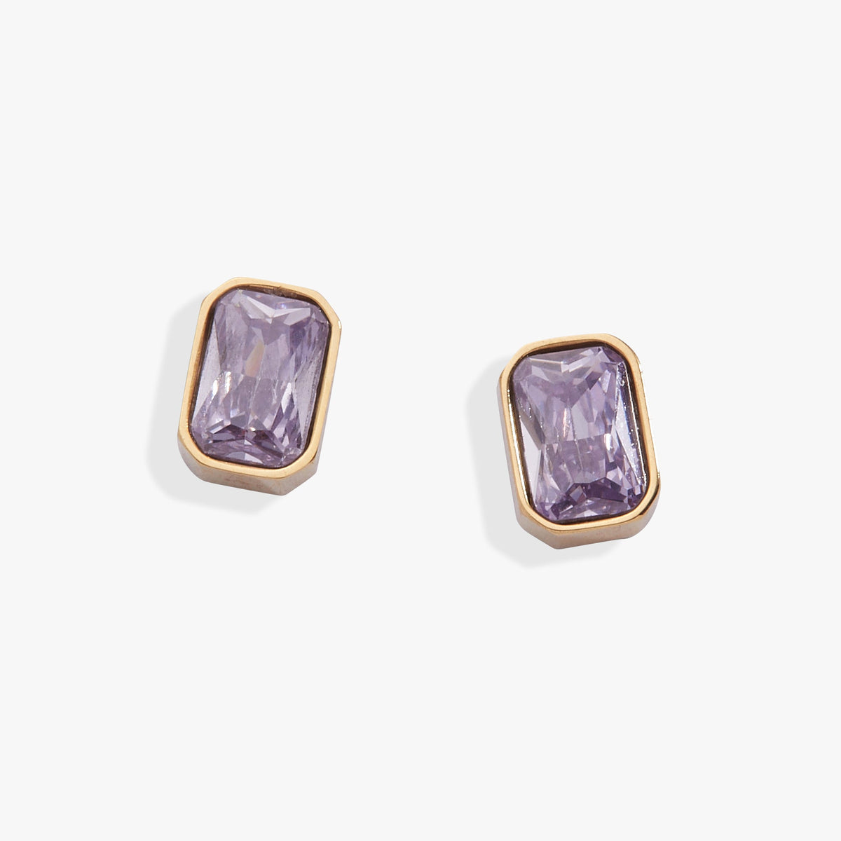 June Emerald-Cut Birthstone Stud Earrings - Aaria Tees