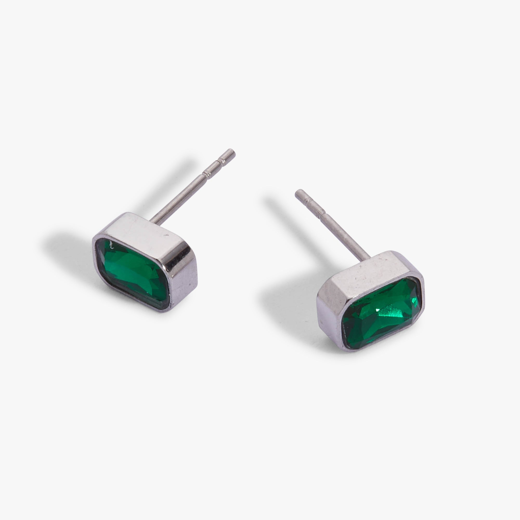 May Emerald-Cut Birthstone Stud Earrings - Aaria Tees Aaria Tees