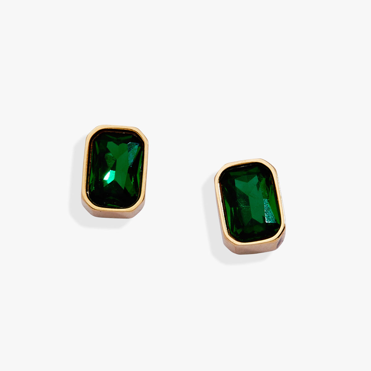 May Emerald-Cut Birthstone Stud Earrings - Aaria Tees
