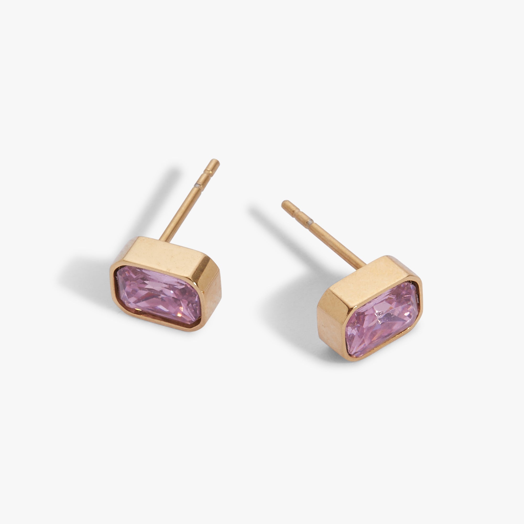 October Emerald-Cut Birthstone Stud Earrings - Aaria Tees Aaria Tees