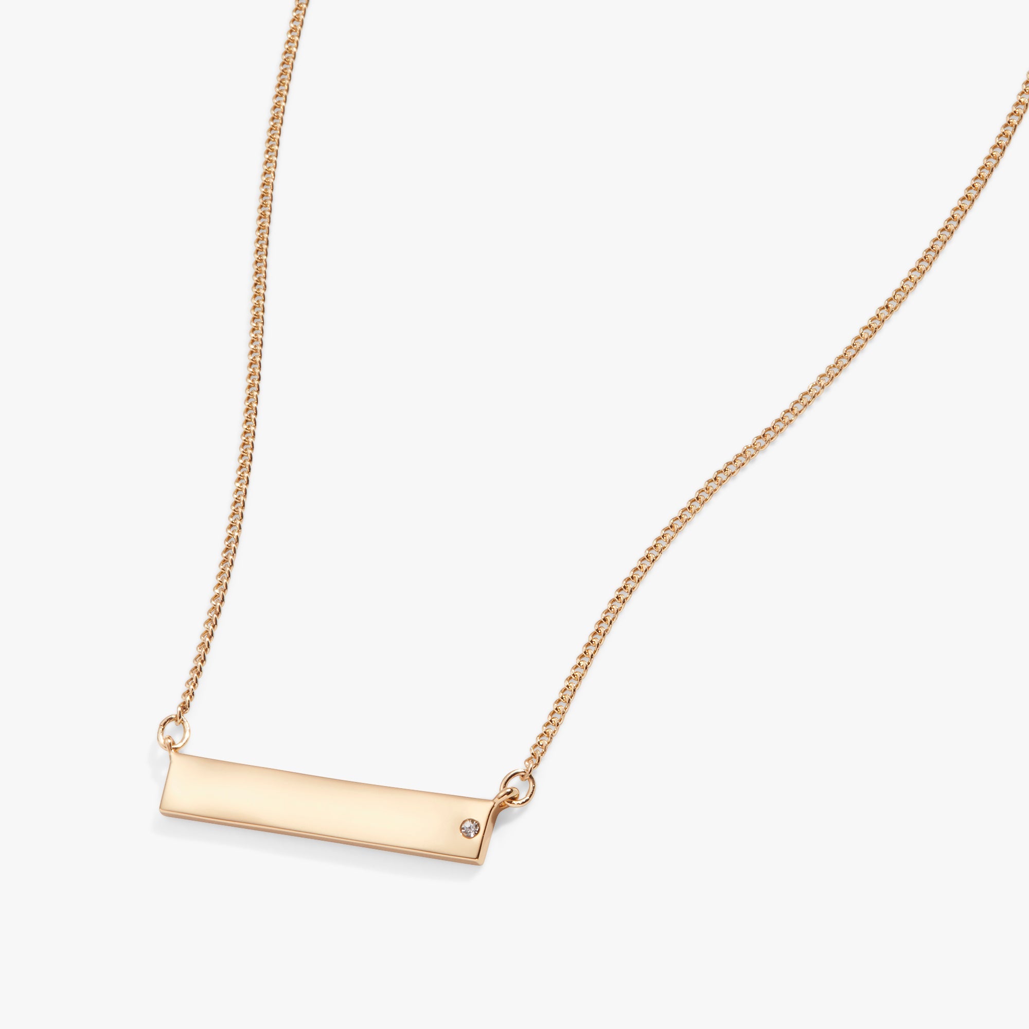Bar Necklace with Crystal Accent - Aaria Tees Aaria Tees
