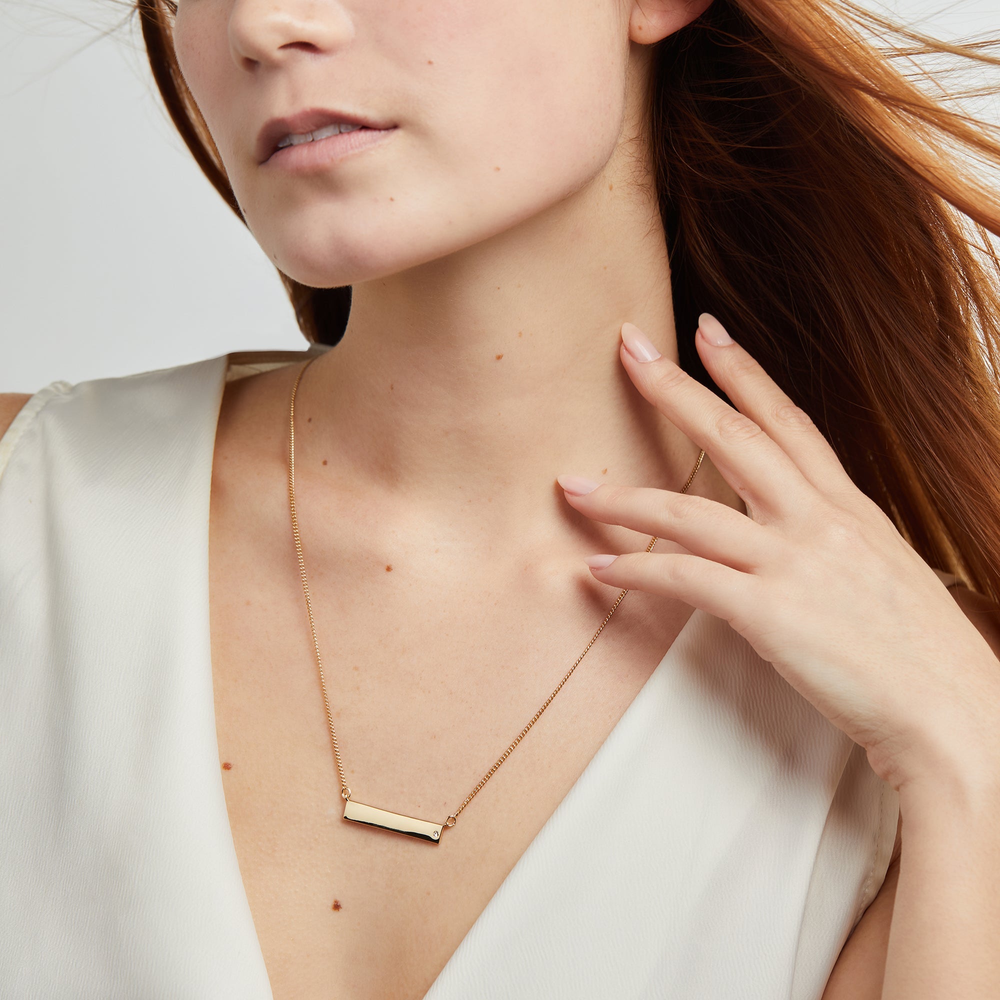 Bar Necklace with Crystal Accent - Aaria Tees Aaria Tees