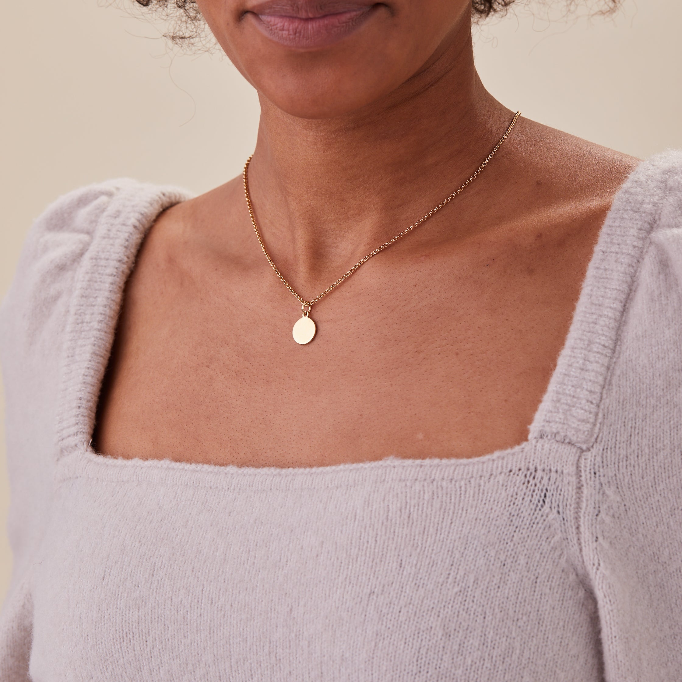 Small Circle Charm Necklace, 19'' - Aaria Tees Aaria Tees