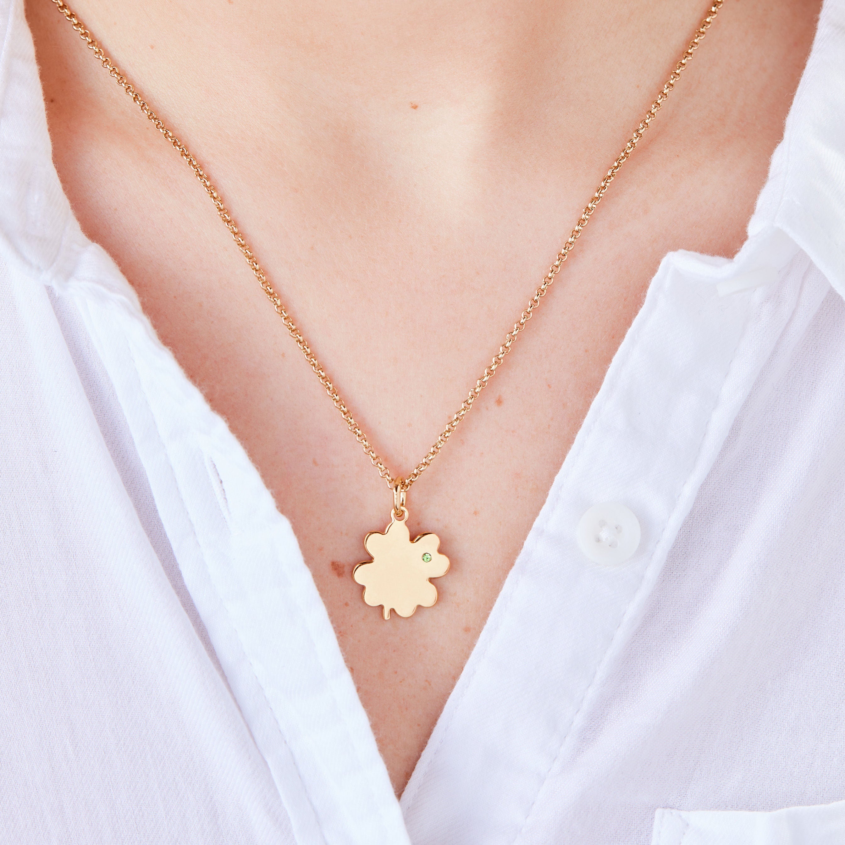 Four-Leaf Clover Necklace, 21" - Aaria Tees Aaria Tees