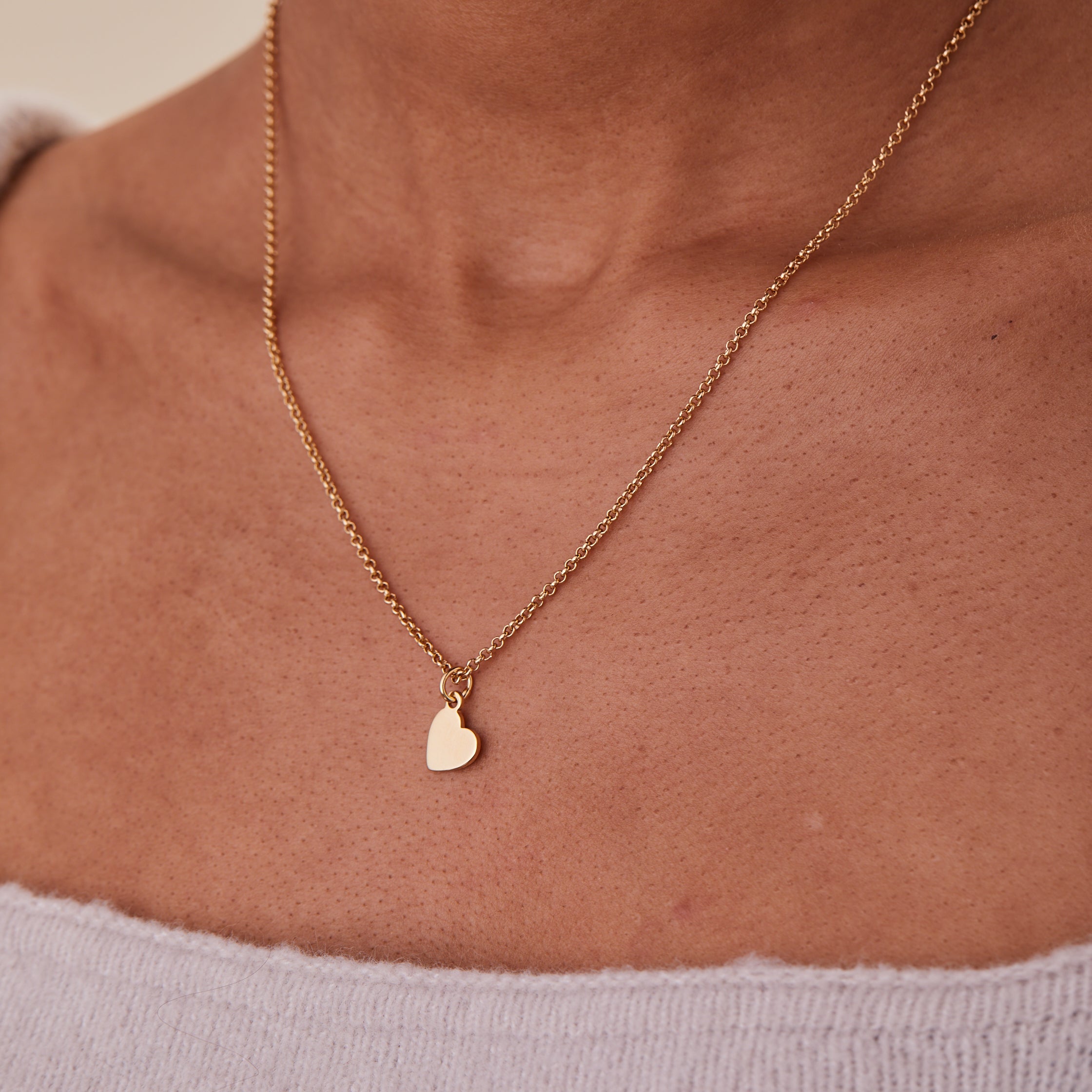 Small Heart Charm Necklace, 19'' - Aaria Tees Aaria Tees