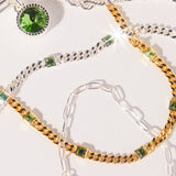 August Birthstone Peridot Curb Chain Bracelet - Aaria Tees Aaria Tees