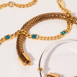 March Birthstone Aquamarine Curb Chain Bracelet - Aaria Tees Aaria Tees