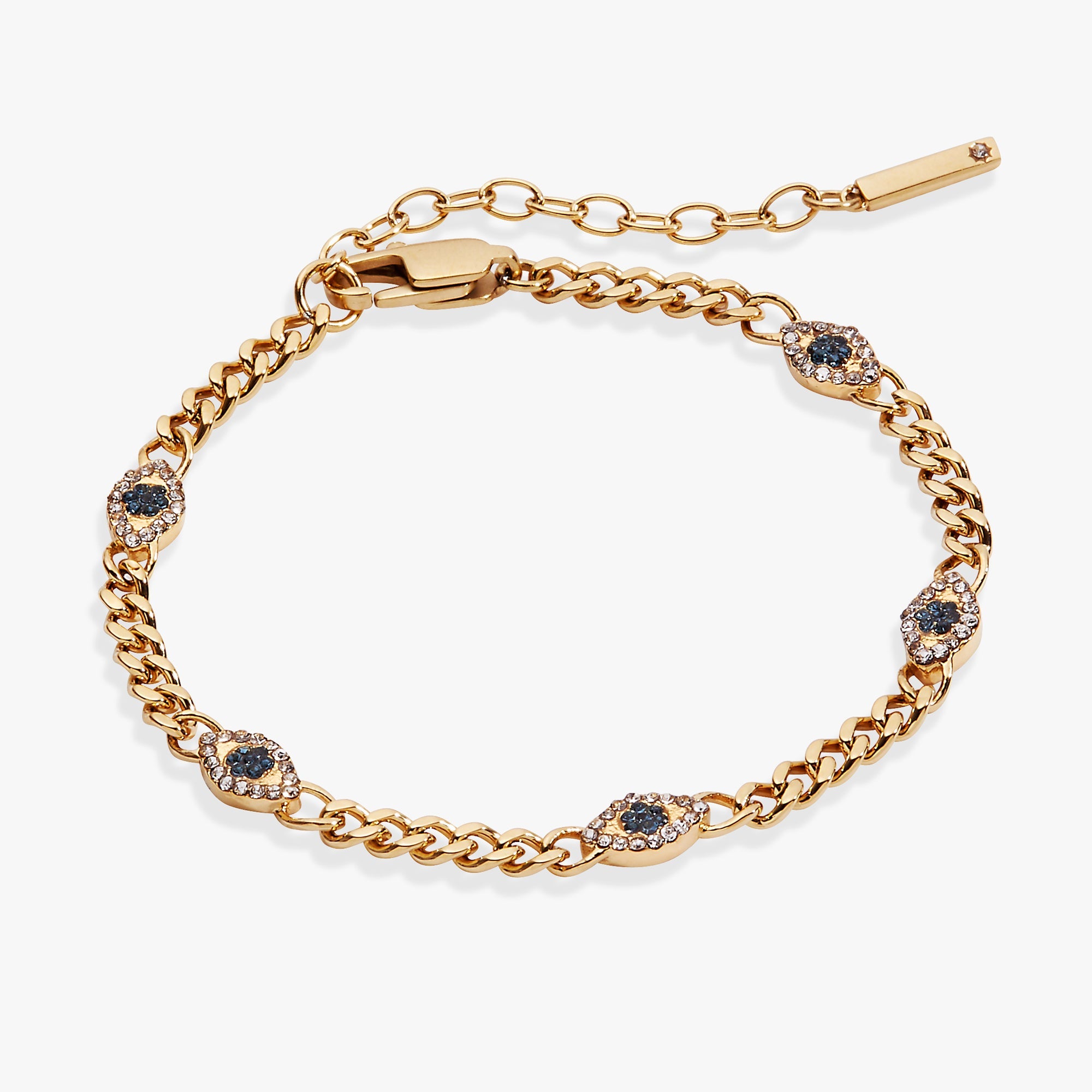 Evil Eye Curb Chain Inline Bracelet - Aaria Tees Aaria Tees