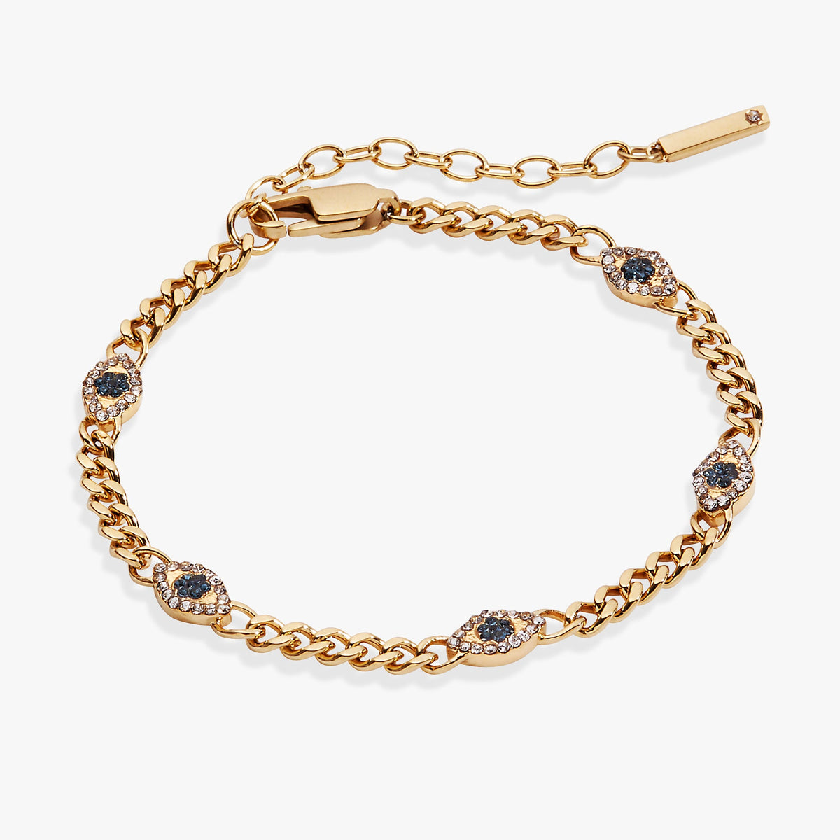 Evil Eye Curb Chain Inline Bracelet - Aaria Tees