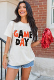 White GAME DAY Funny Letter Printed Casual Tee Aaria Tees