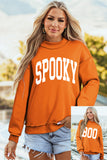 Carrot SPOOKY/ BOO Double Side Print Halloween Reversible Mock Neck Sweatshirt Aaria Tees