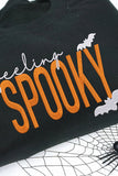 Black Feeling Spooky Halloween Embroidered Graphic Baggy Sweatshirt - Aaria Tees Aaria Tees