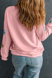 Pink Sequin Romantic Letters Heart Graphic Valentines Sweatshirt - Aaria Tees Aaria Tees