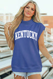 Sky Blue KENTUCKY Leopard KY Double Side Printed Mock Neck Tee Aaria Tees