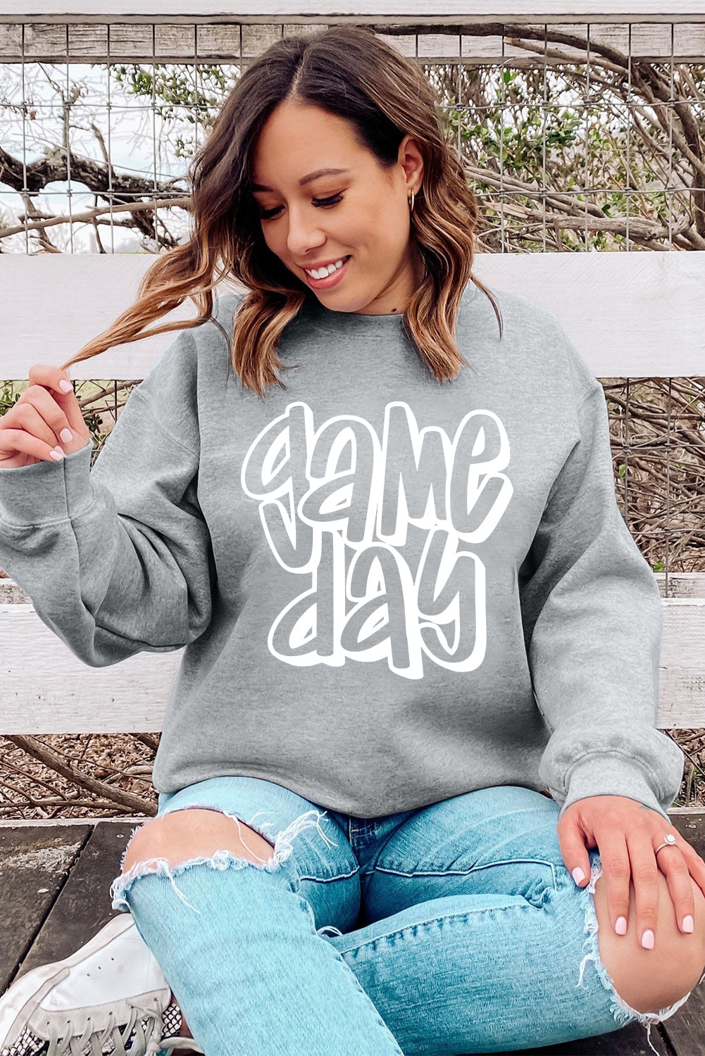 Gray Game Day Crew Neck Sweatshirt - Aaria Tees Aaria Tees