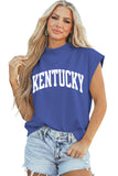 Sky Blue KENTUCKY Leopard KY Double Side Printed Mock Neck Tee Aaria Tees