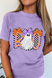 Wisteria Boo Checkered Bow Ghost Halloween Graphic Tee Aaria Tees