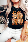 Black GOD IS GOOD Thanksgiving Theme Print Custom Graphic Tee Aaria Tees