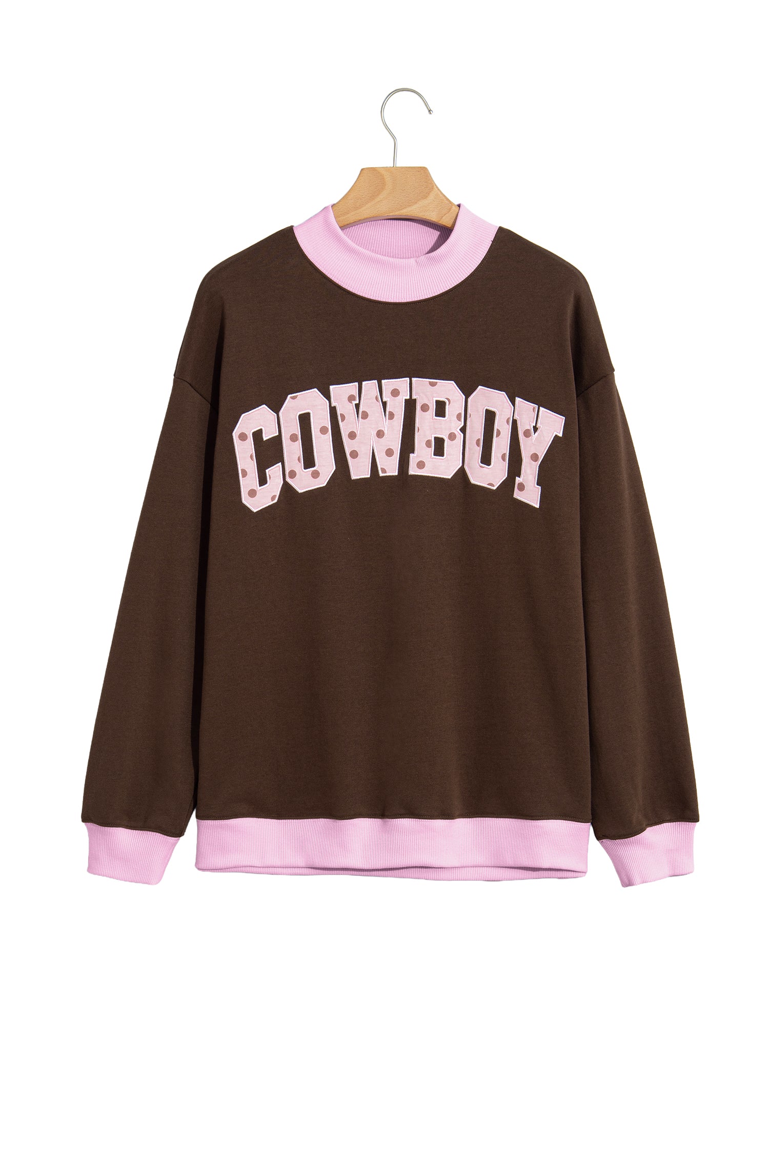Pink Polka Dot Letter Graphic Colorblock Tunic Sweatshirt - Aaria Tees Aaria Tees