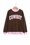 Pink Polka Dot Letter Graphic Colorblock Tunic Sweatshirt - Aaria Tees Aaria Tees