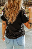 Black Sequin Patched Father Christmas Graphic T Shirt Aaria Tees