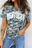 Green Camouflage KENTUCKY Crew Neck Summer Top Aaria Tees
