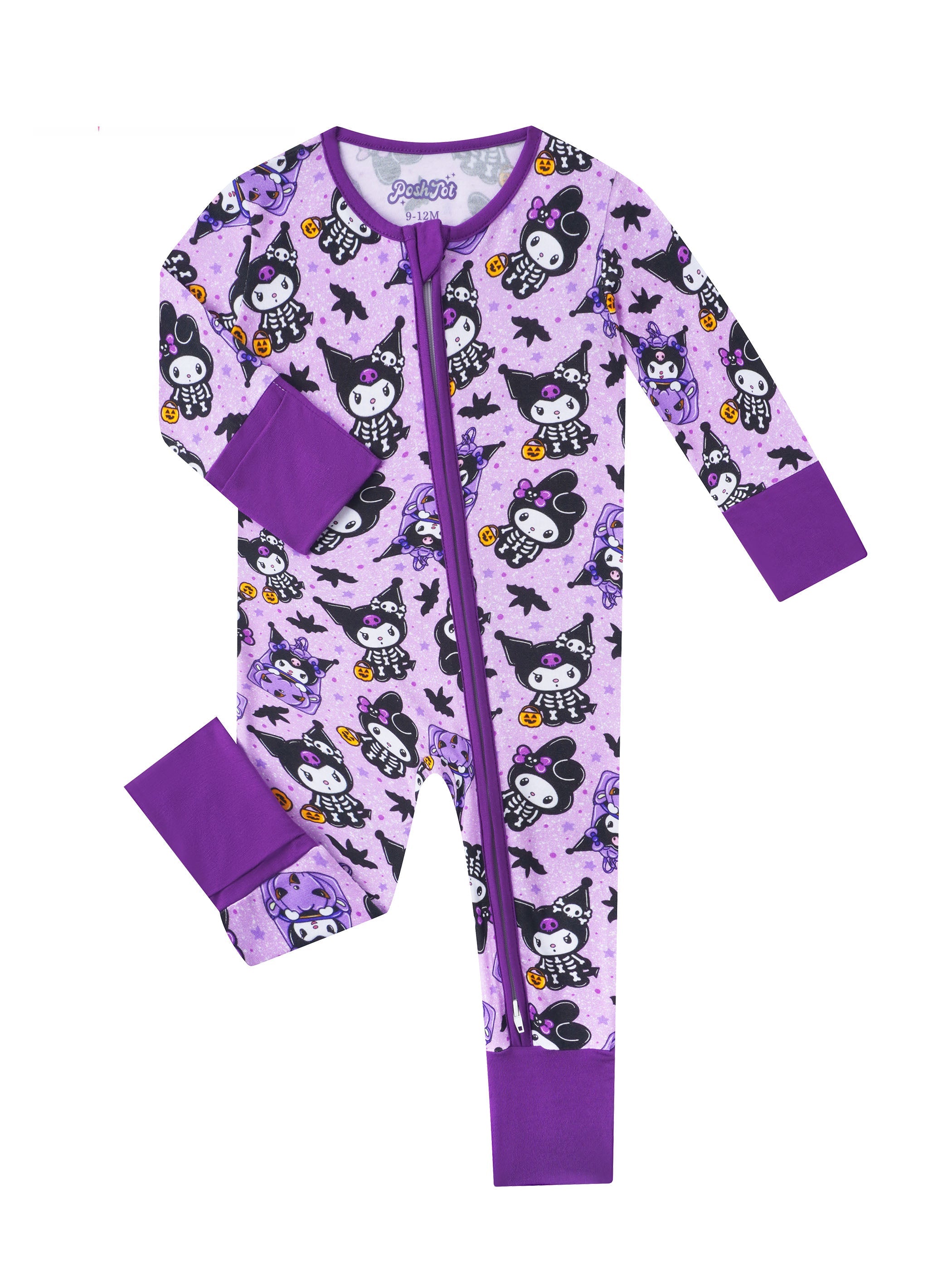 PoshTOT Sanrio Kuromi Purple Bamboo Baby Convertible Zippy Romper - Aaria Tees Aaria Tees