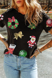Black Sequin Christmas Essentials Graphic Crewneck T Shirt - Aaria Tees Aaria Tees