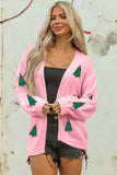 White Pumpkin Print Open Front Drop Shoulder Midi Cardigan - Aaria Tees Aaria Tees