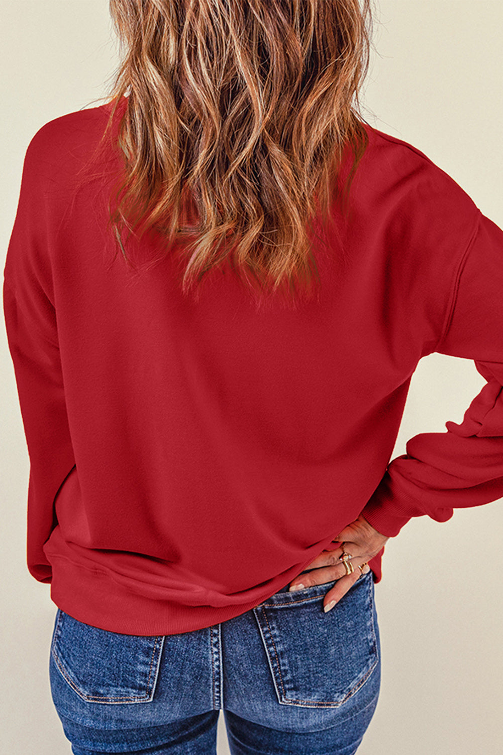 Fiery Red Santa Claus Sequin Graphic Sweatshirt - Aaria Tees Aaria Tees