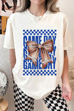 White Rugby Bowknot GAME DAY Graphic Tee Aaria Tees