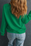 Dark Green St Patricks Clover Bow Printed Drop Shoulder Sweatshirt Aaria Tees