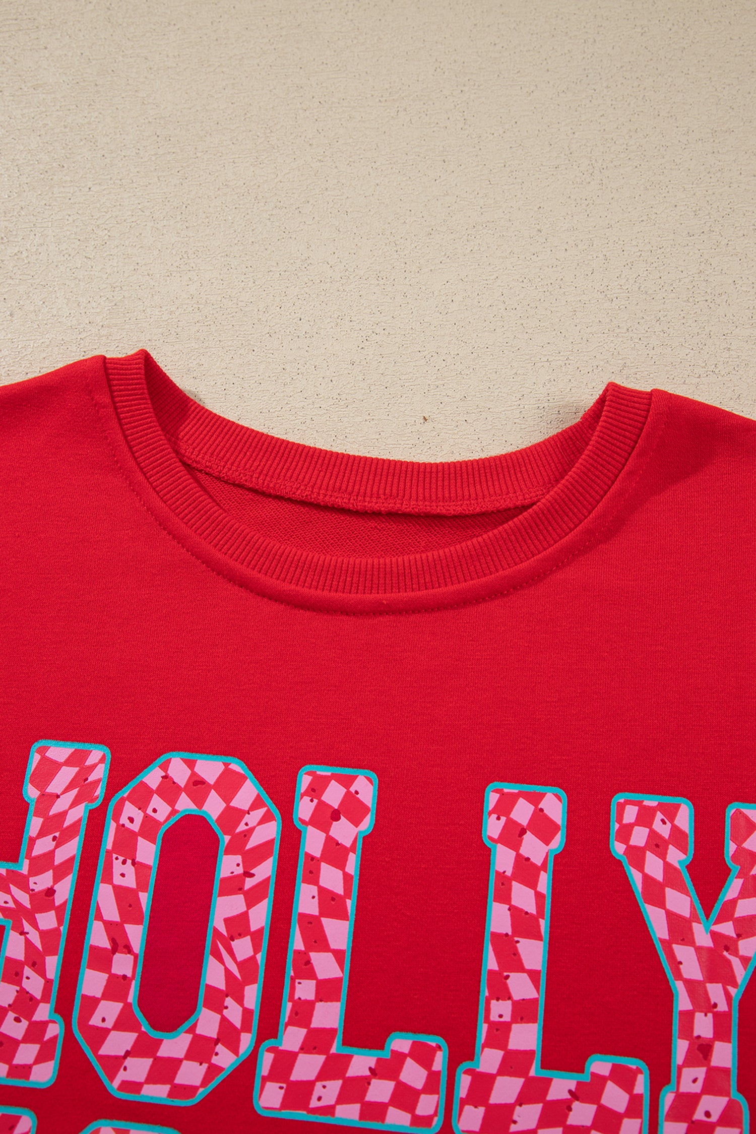 Red Christmas Slogan Graphic Plaid Contrast Two-piece Pant Set - Aaria Tees Aaria Tees