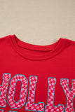 Red Christmas Slogan Graphic Plaid Contrast Two-piece Pant Set - Aaria Tees Aaria Tees