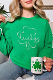 Dark Green Lucky Shamrock Ceramic Clover Sweatshirt Aaria Tees