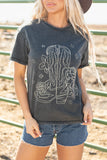 High-Rise Western Cowboy Boots Graphic Tee Aaria Tees