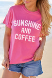 Sachet Pink SUNSHINE AND COFFEE Summer Beachwear Graphic Tee Aaria Tees
