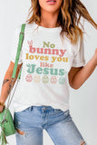White No bunny loves you like Jesus Graphic Easter Day T-shirt - Aaria Tees Aaria Tees