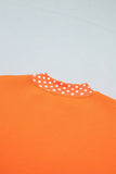 Sail Blue Polka Dot Letter Print Contrast Trim Mock Neck Sweatshirt Aaria Tees
