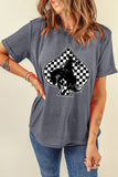 Gray Redeo Check Spades Western Graphic T Shirt Aaria Tees