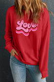 Red Love Printed Crewneck Valentines Pullover Sweatshirt - Aaria Tees Aaria Tees