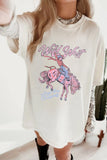 White Wild West Cowgirl Rodeo Graphic Tunic Tee - Aaria Tees Aaria Tees