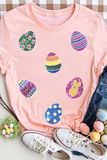 Pink Sequin Easter Eggs Graphic Crewneck T Shirt - Aaria Tees Aaria Tees