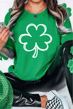 Bright Green St Patricks Day Lucky Shamrock Printed Casual Tee - Aaria Tees Aaria Tees